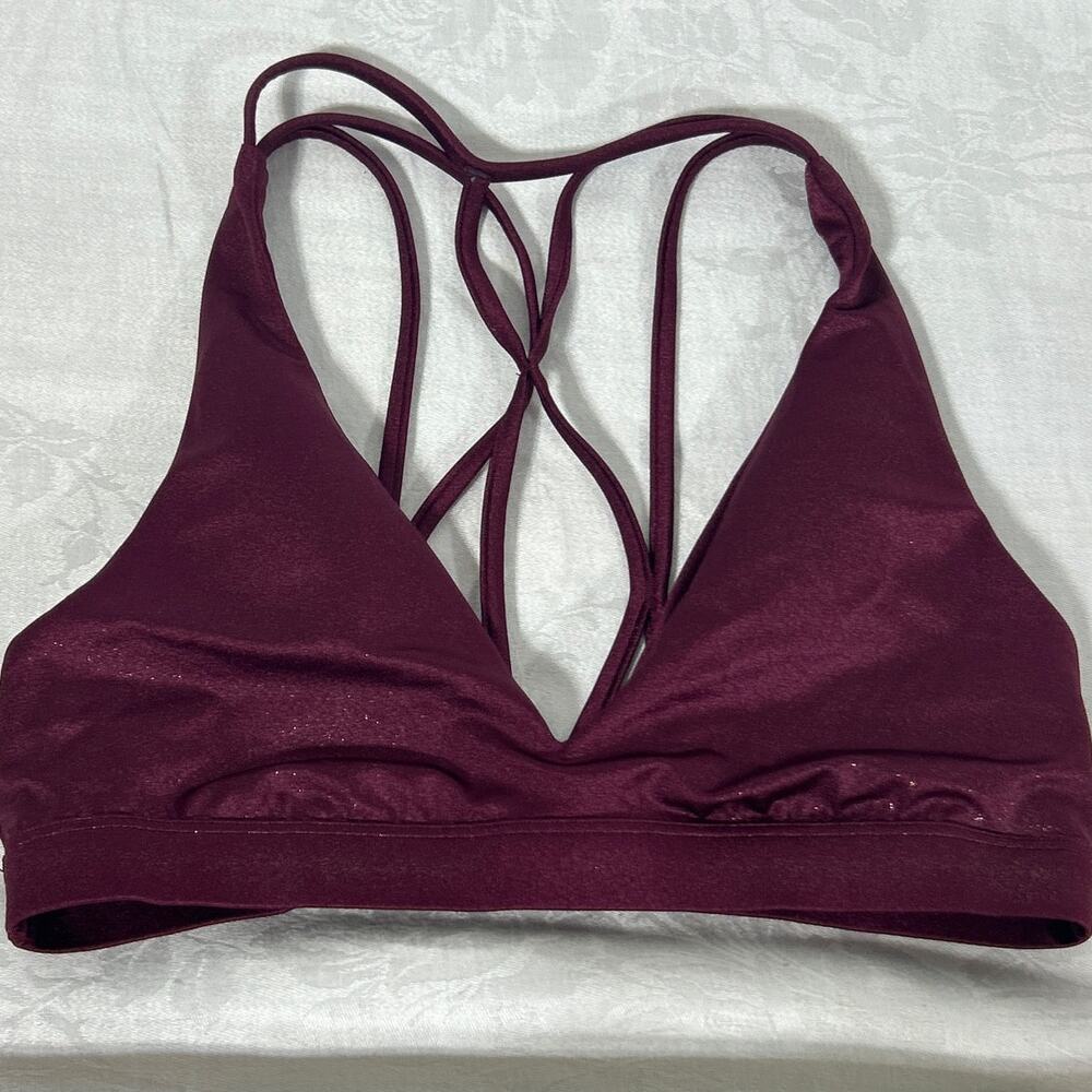 PINK Victorias Secret Bralette Small Burgundy Strappy Ultimate Lightly Lined Bra